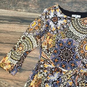 Robbie Bee midi dress short sleeve multi print dress size 1X